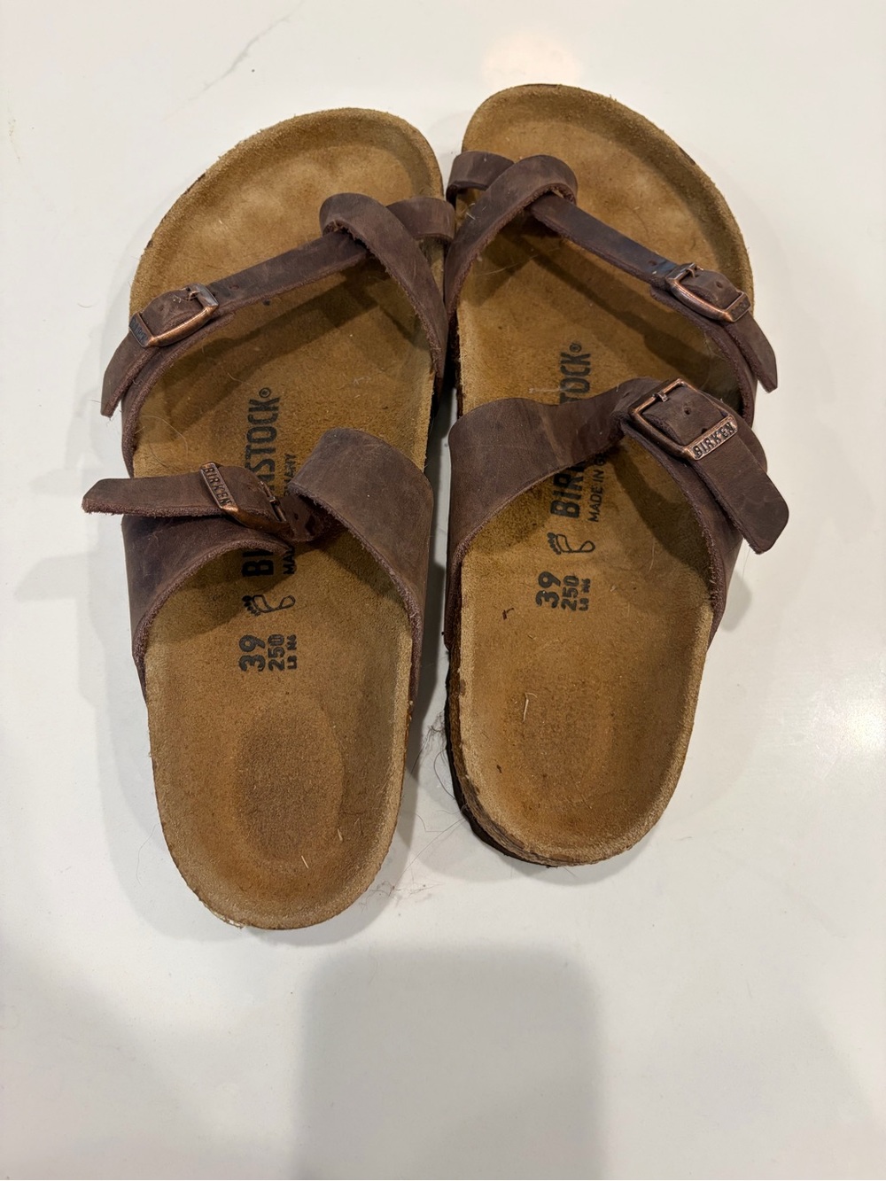 NWOT Birkenstock Brown Leather Two-Strap Cross Sandals - Picture 2 of 3